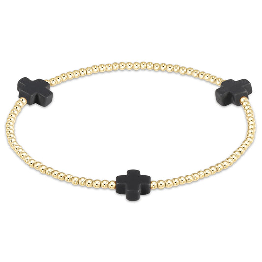 Enewton - Signature Cross 2mm Gold Bracelet - Charcoal