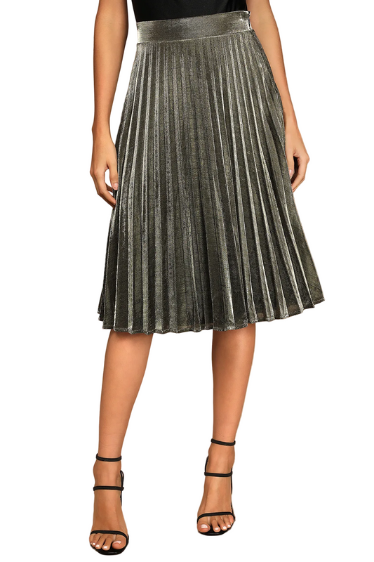 Skirt - Pleated Midi - Gold