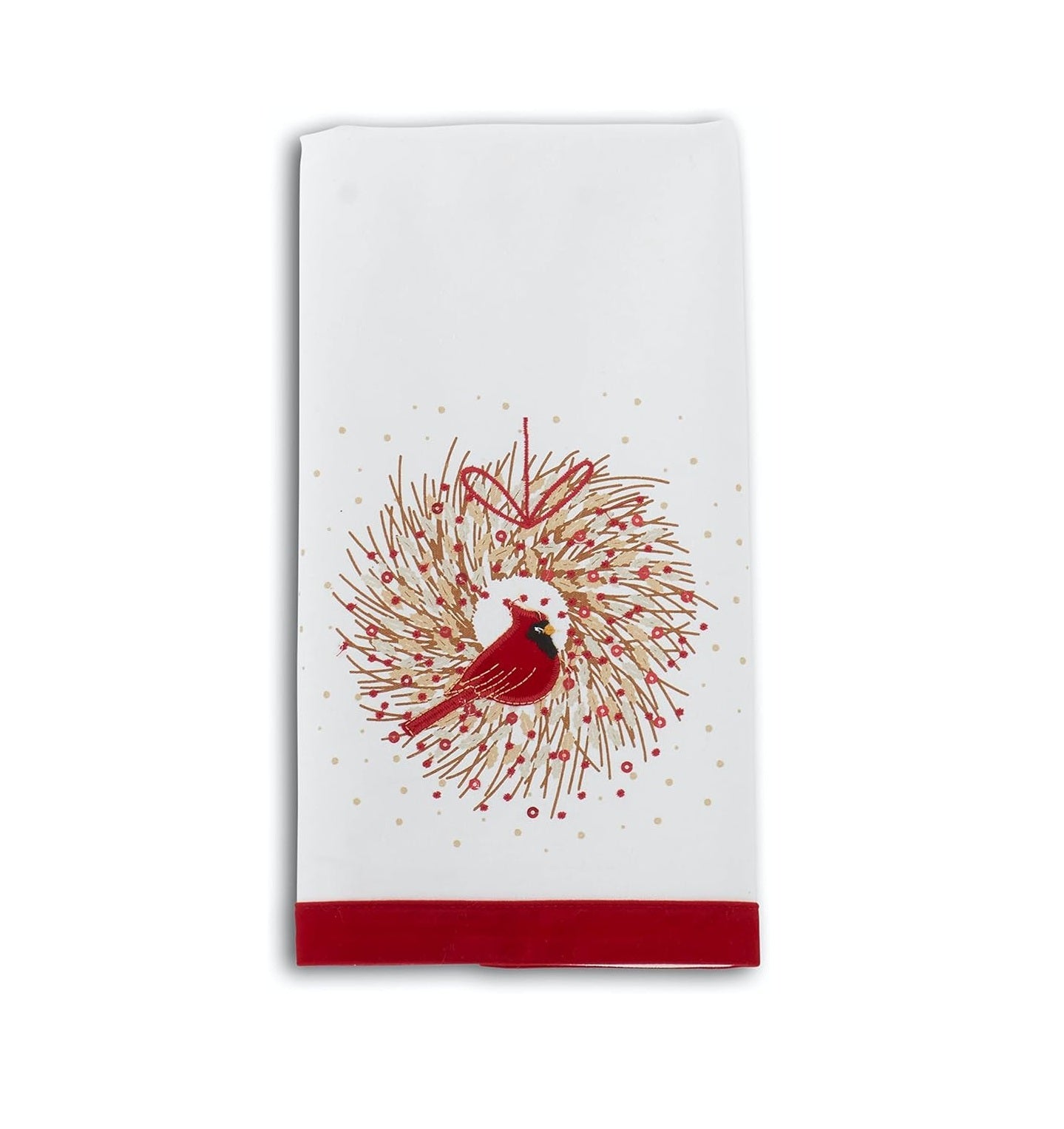 Christmas Towel - Cardinals and Wreath