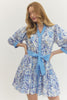 Entro - Dress - Mini Floral Scroll - Royal Blue - Findlay Rowe Designs