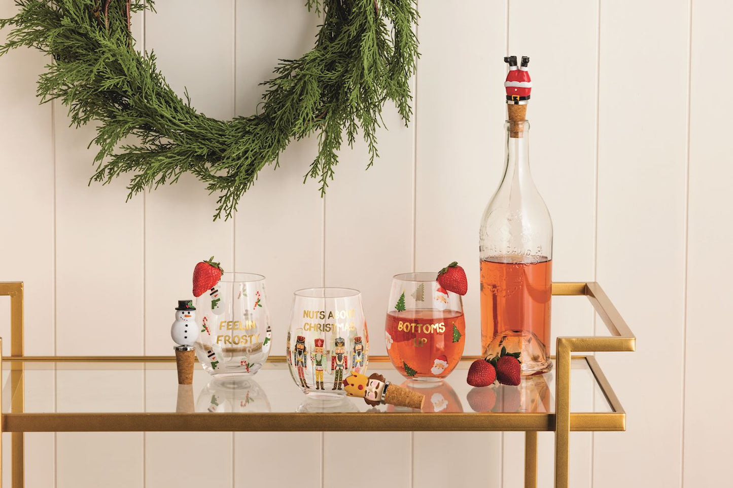 Mud Pie - Christmas Glass & Light-Up Stopper Sets