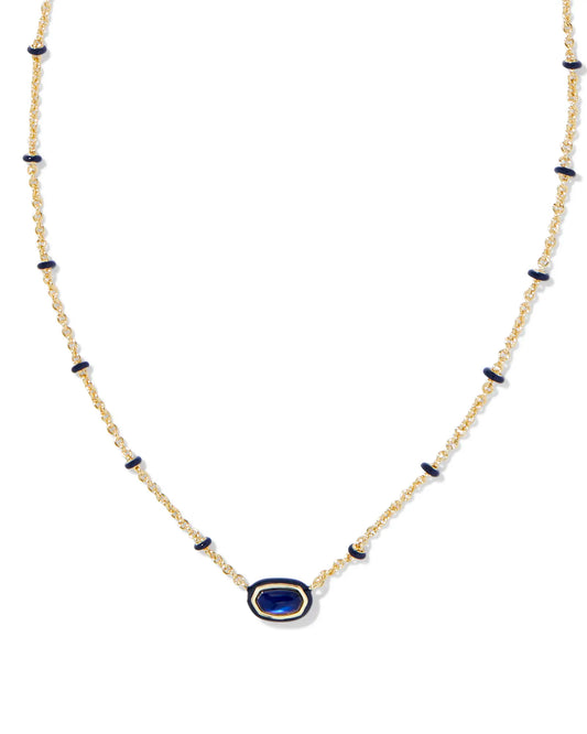 Kendra Scott - Mini Elisa Gold Enamel Frame Short Pendant Necklace - Navy Mother-of-Pearl - Findlay Rowe Designs