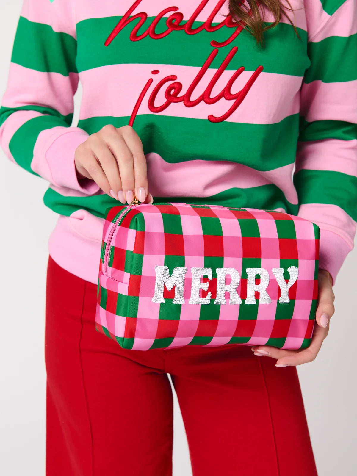Shiraleah - Cara Checkered "Merry" Zip Pouch