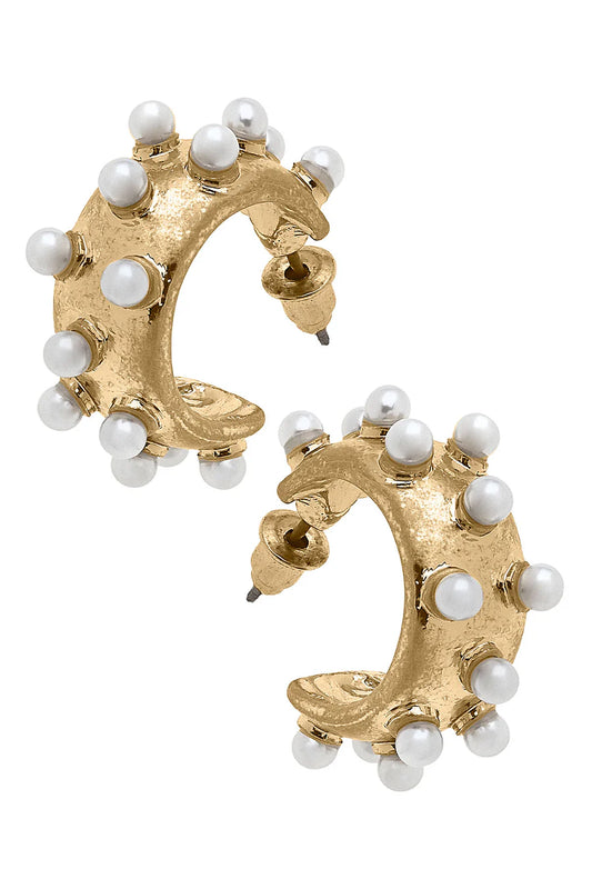 Canvas -Persephone Pearl Studded Hoop Earrings