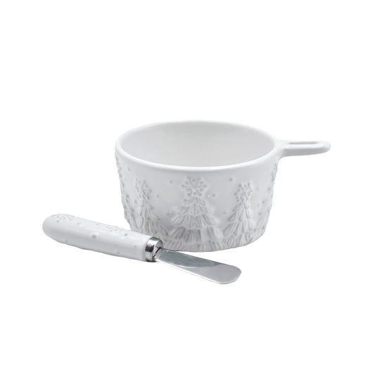 Temp-Tations - 10oz Dip Bowl with Spreader - Frosty Forest