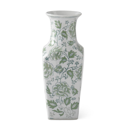 Vase - Floral Ceramic - 14in - Green & White - Findlay Rowe Designs