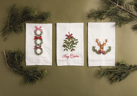 Mud Pie - Christmas Embroidered Hand Towels