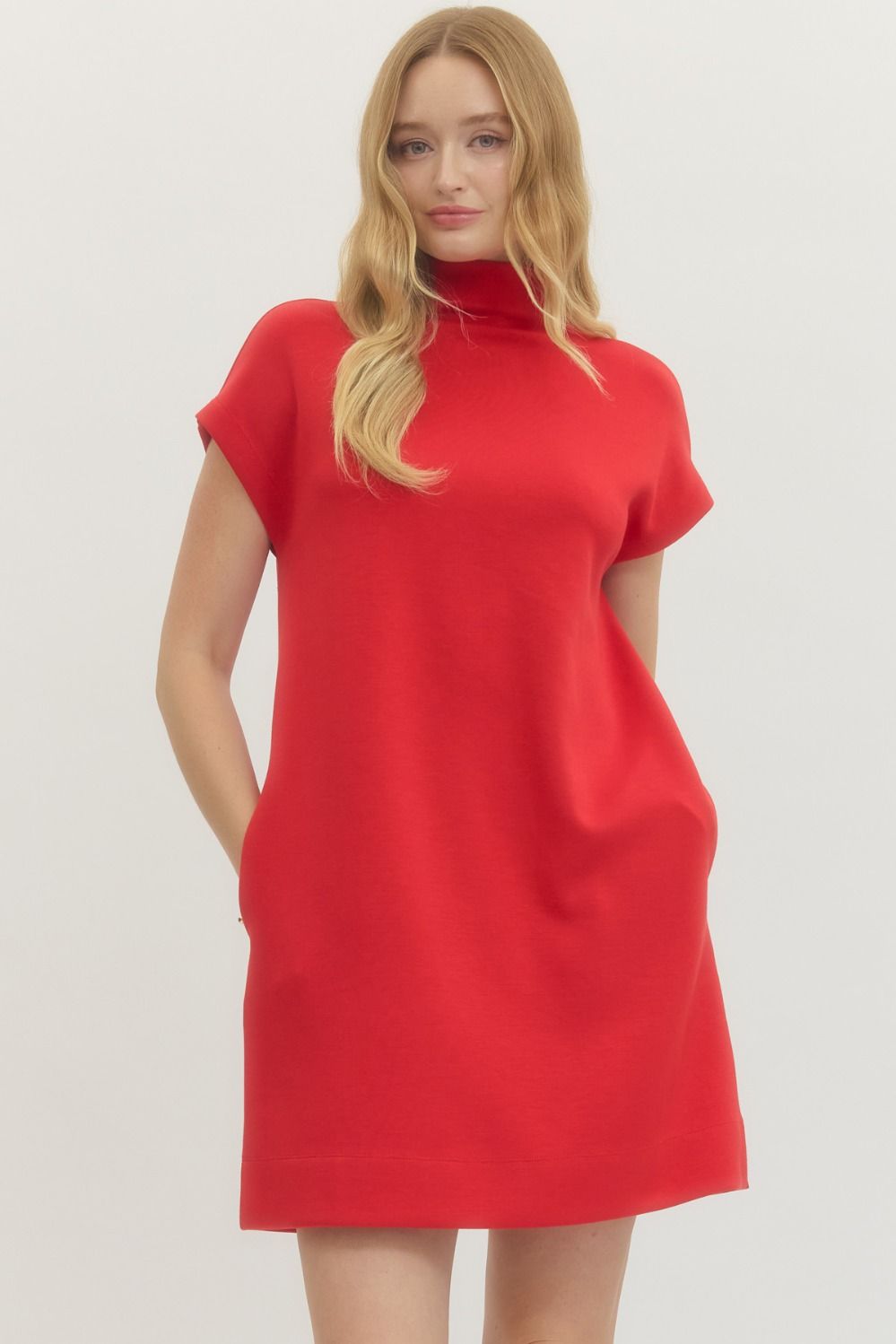 Entro - Dress Mini - Knit Mock Neck - Red - Findlay Rowe Designs