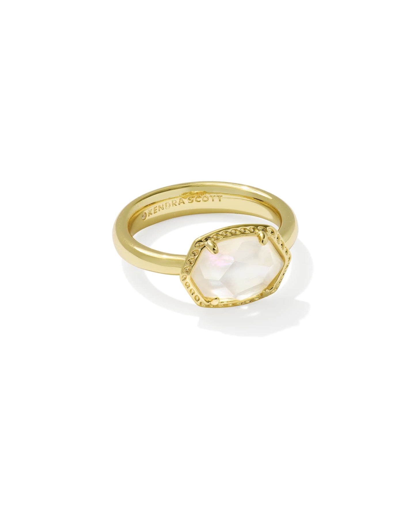 Kendra Scott - Ring - Daphne Frame Band - Gold Ivory Mother of Pearl - Size 8