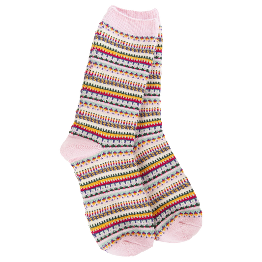 World's Softest Socks - Weekend Boho Crew - Pink Stripe