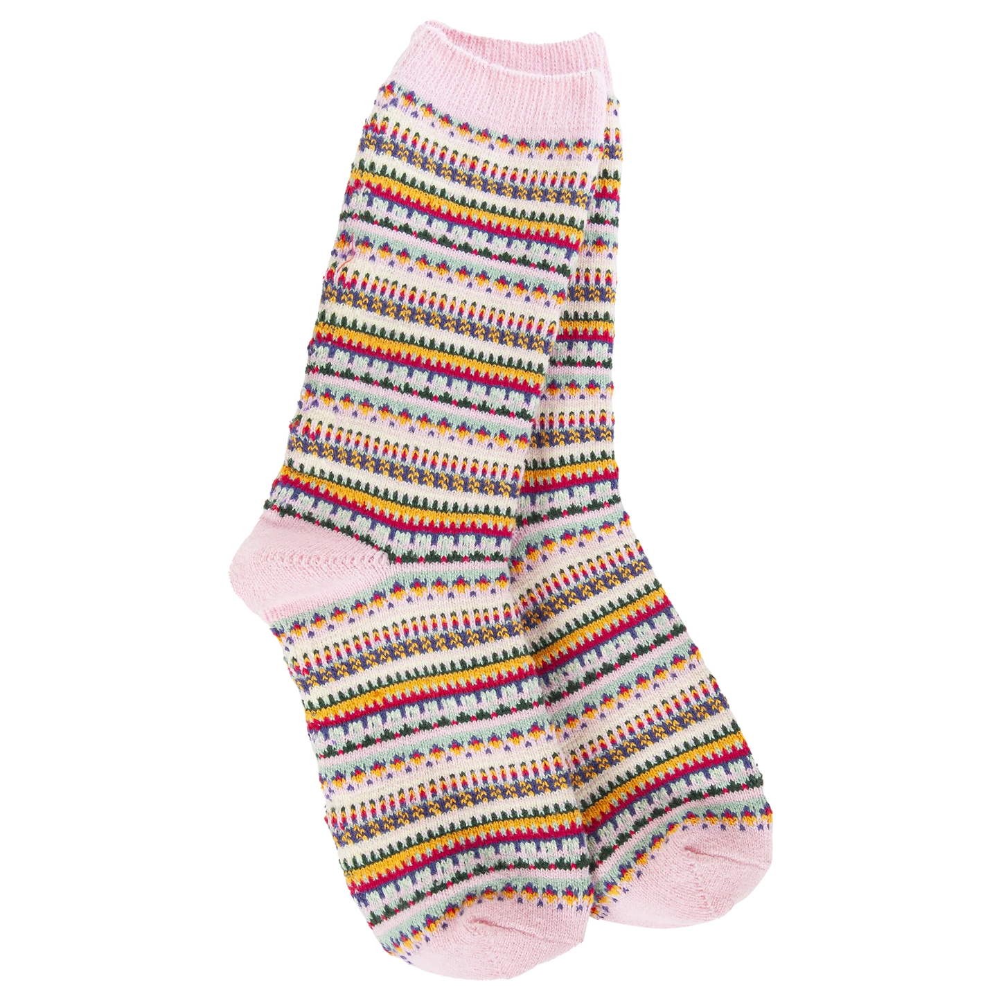 World's Softest Socks - Weekend Boho Crew - Pink Stripe