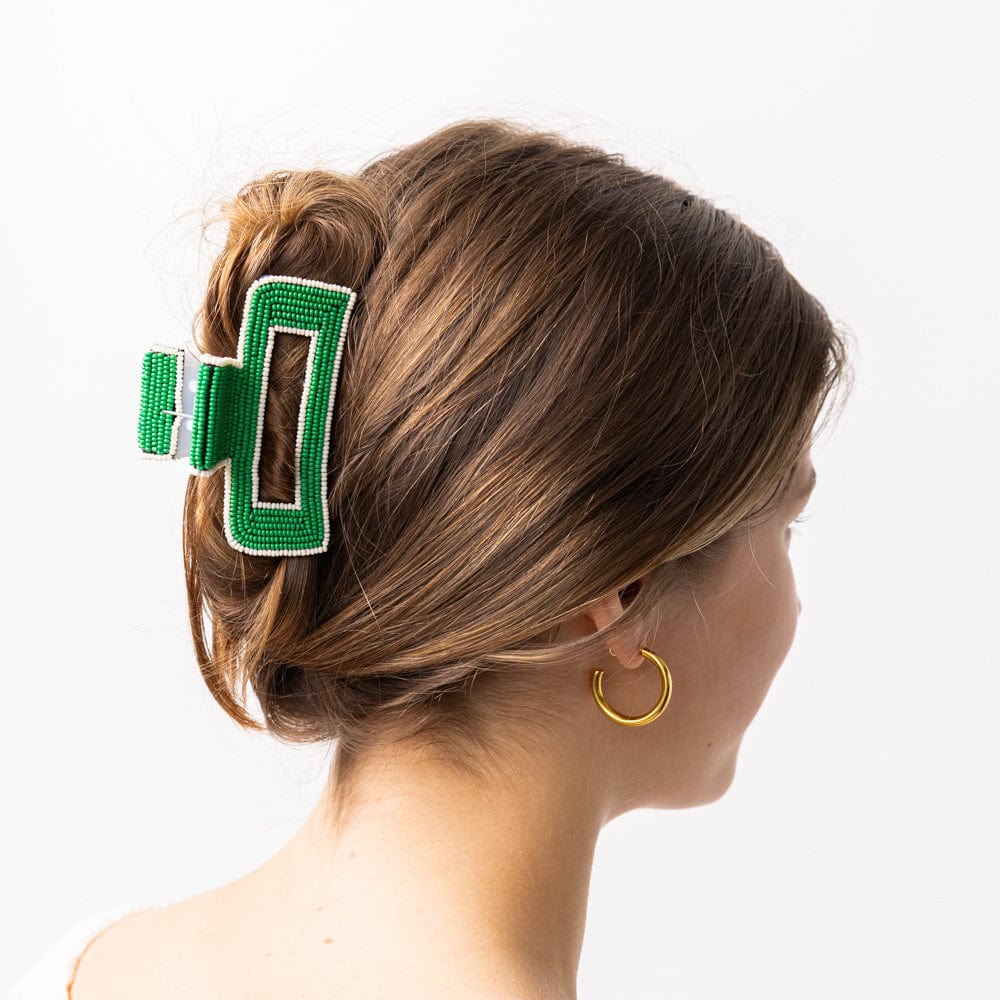 Ink & Alloy - Claw Clip - Lola Solid Color - Kelly Green White - Findlay Rowe Designs