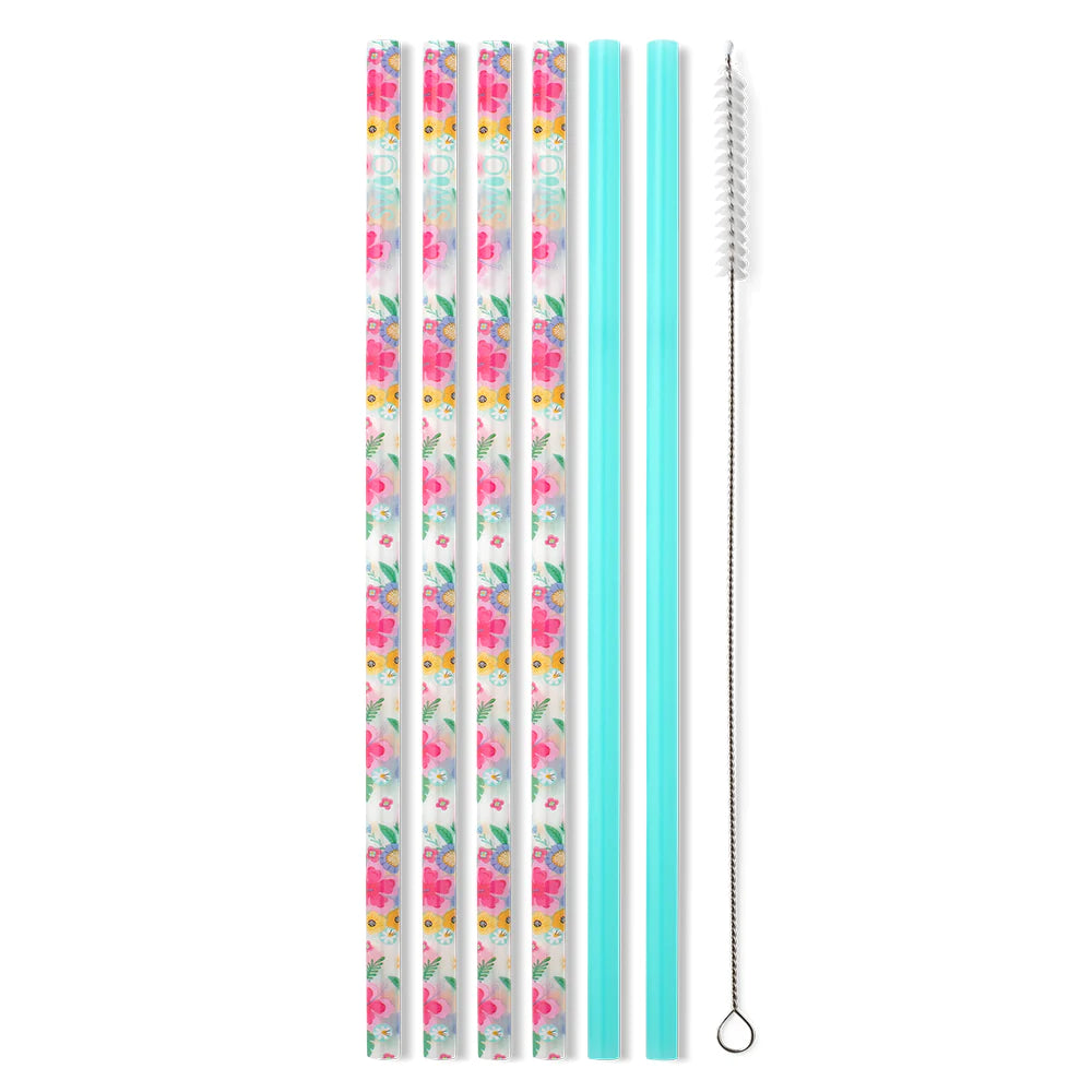 Swig - Reusable Straw Set  - Island Bloom Aqua - Findlay Rowe Designs