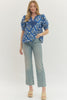 Entro - Top - Floral V Neck - Applique Blue - Findlay Rowe Designs
