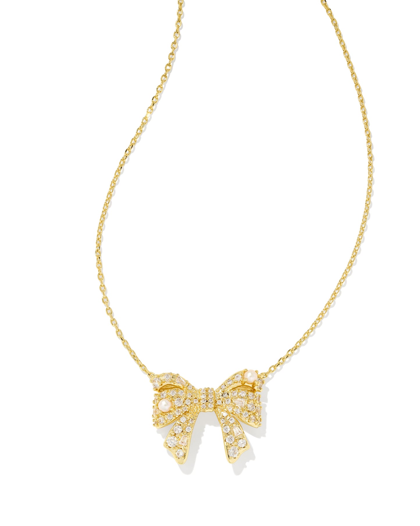 Kendra Scott - Necklace - Krista Gold Bow Short Pendant - Gold White Mix - Findlay Rowe Designs