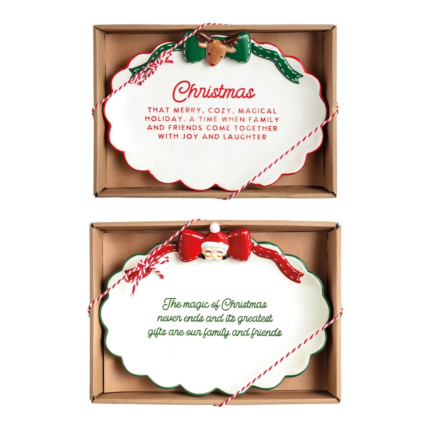 Mud Pie - Sentiment Trays - Christmas Bow - Assorted - Findlay Rowe Designs
