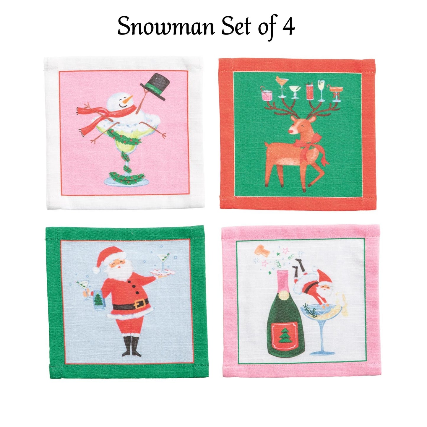 Mud Pie - Cloth Cocktail Napkin Set 4 - Whimsical Christmas - Findlay Rowe Designs