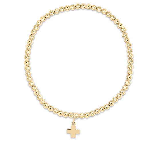 Enewton- egirl classic gold 3mm bead bracelet - signature cross gold charm