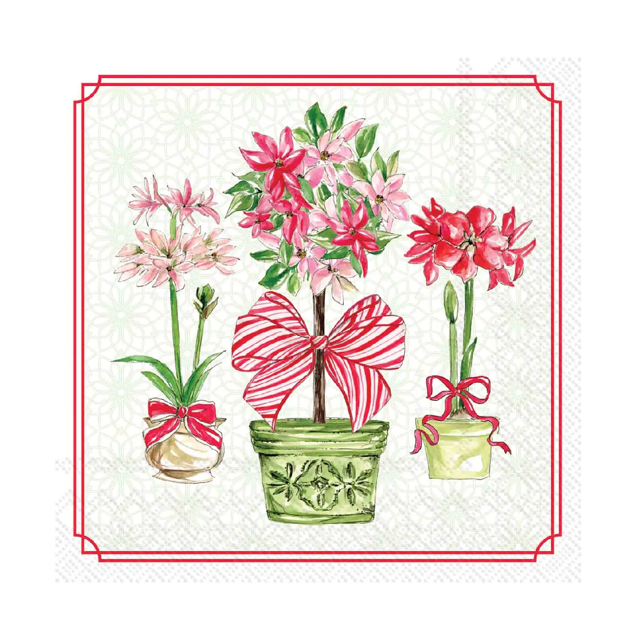 Rosanne Beck - Cocktail Napkins - Holiday Poinsettias - Findlay Rowe Designs