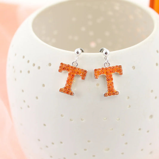 Earring - Stud - Crystal Tennessee Power T - Silver - Findlay Rowe Designs