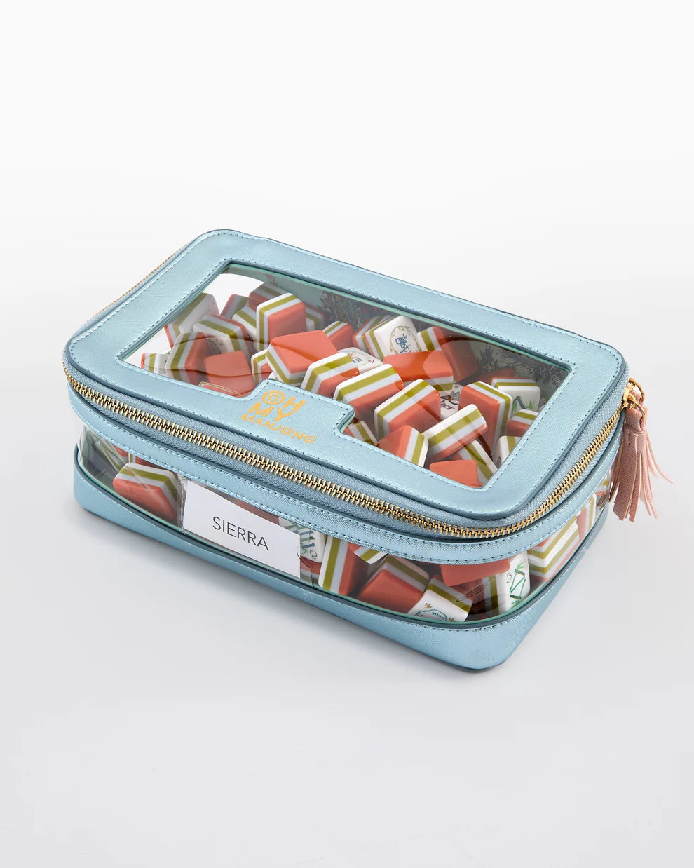 Oh My Mahjong - Tile Storage Bag - Metallic Light Blue - Findlay Rowe Designs