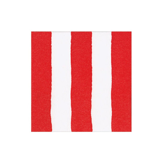 Caspari - Cocktail Napkin - Cafe Stripe Red Paper Linen - Findlay Rowe Designs