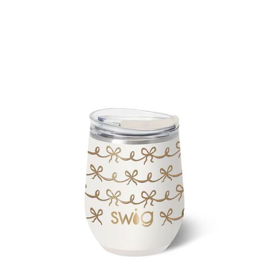Swig - Stemless Wine 12oz - Pretty in Pearl Bow