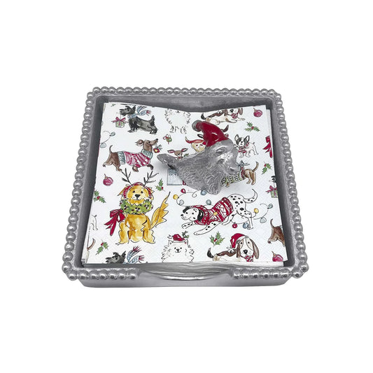 Mariposa - Beaded Napkin Box Set - Sitting Lab With Red
