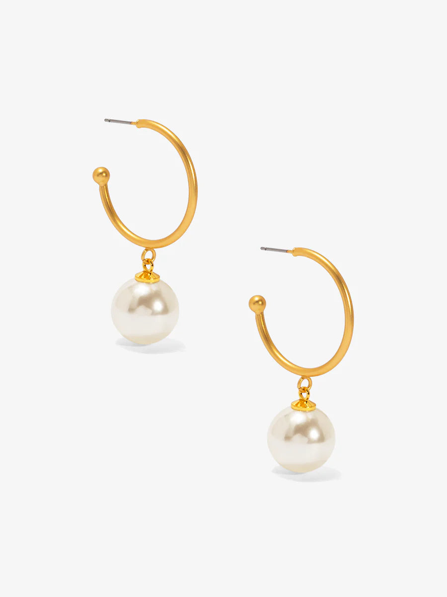 Earring - Hoop Drop Pearl Bead