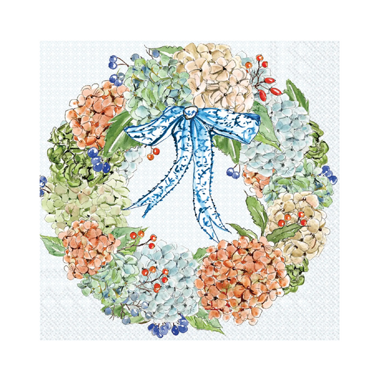 Rosanne Beck - Cocktail Napkin - Fall Hydrangea Wreath
