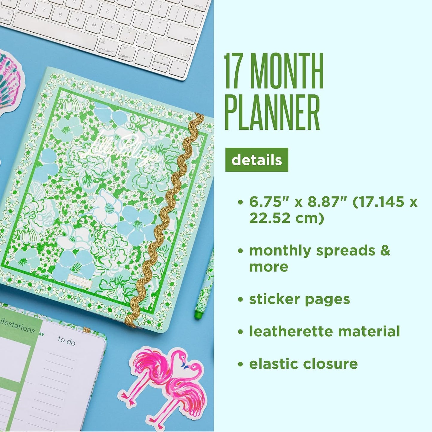 Lilly Pulitzer - 17 Month Soft Cover Leatherette Planner - Mint Burst of Joy - Findlay Rowe Designs