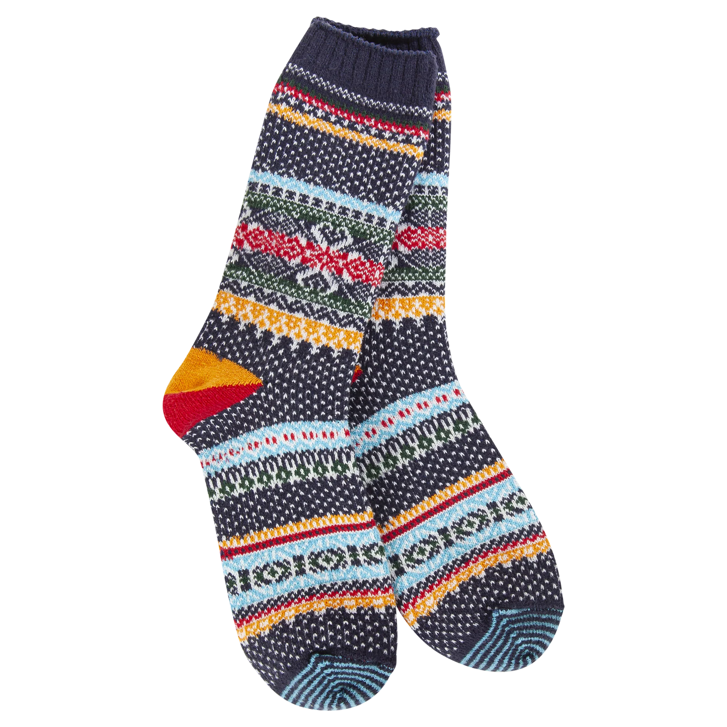 World's Softest Socks - Holiday Seasonal Crew - Navy Multi Stripe