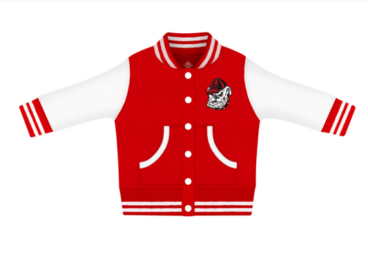 Creative Knitwear - Baby - Varsity Jacket - Dawg Head - Red - Findlay Rowe Designs