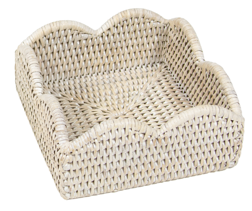 Caspari- Rattan Scallop Cocktail Napkin Holder - Findlay Rowe Designs