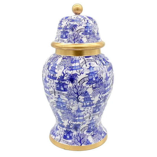 Garden Party Ginger Jar Blue and White
