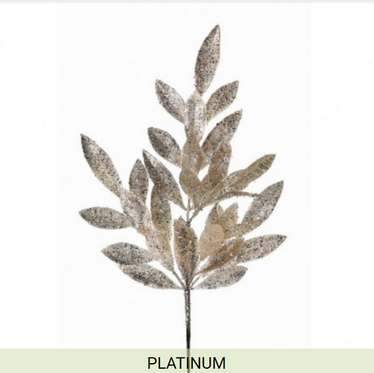 Spray - 21inch Platinum Bay Leaf Glitter - Findlay Rowe Designs
