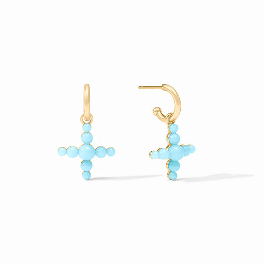 Julie Vos - Earring - Gumdrop Cross Hoop & Charm - Powder Blue