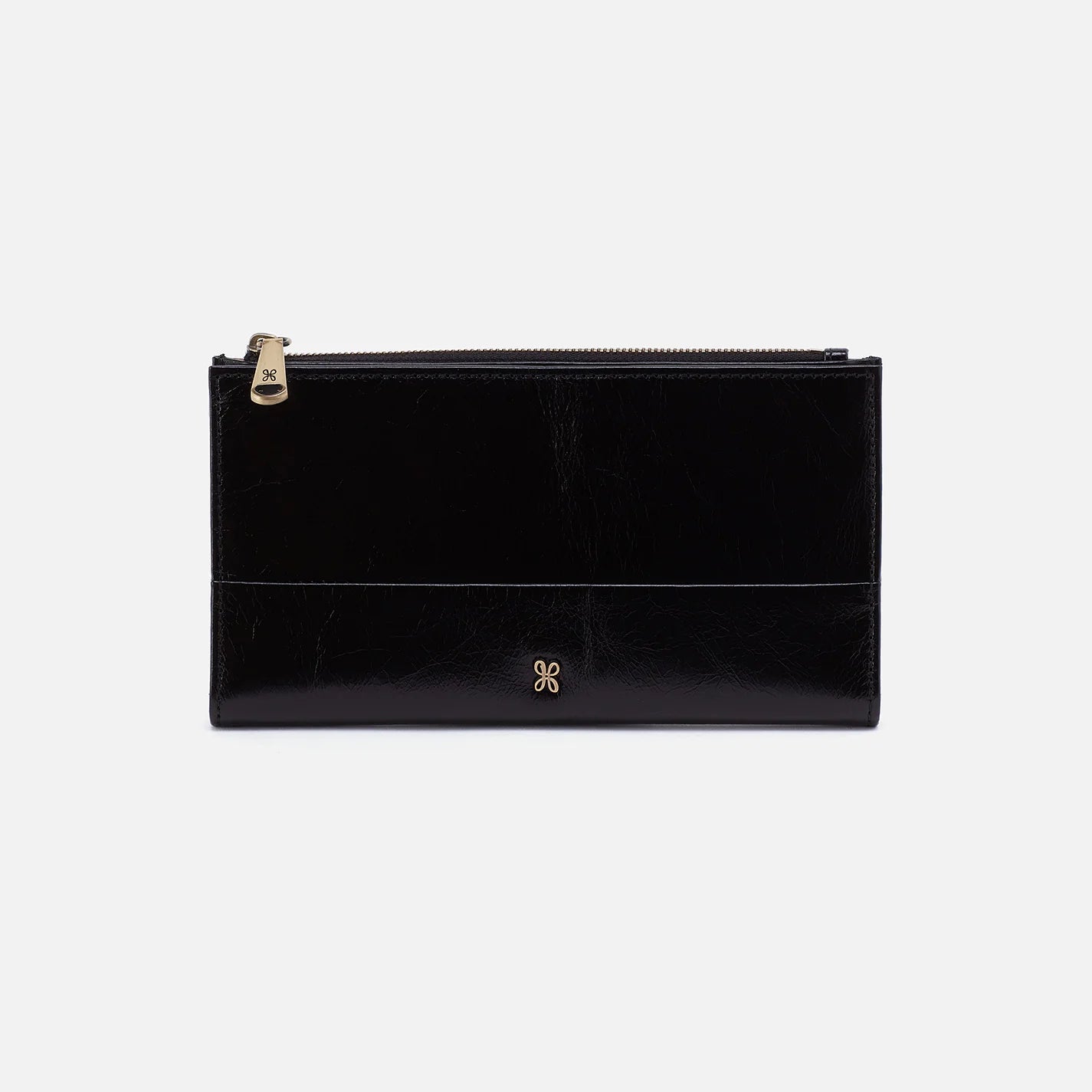 Hobo - Jill Large Bifold Wallet - Polished Leather - Black