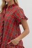 Dress - Plaid Ruffle Mini - Red