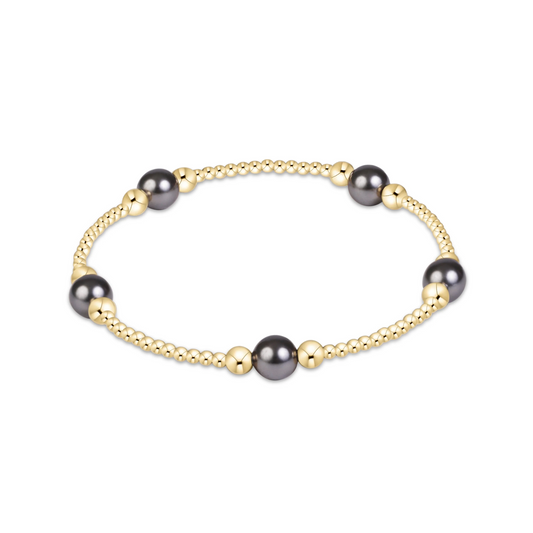Enewton - Purpose Pearl Dark Grey 6mm Gold Bracelet