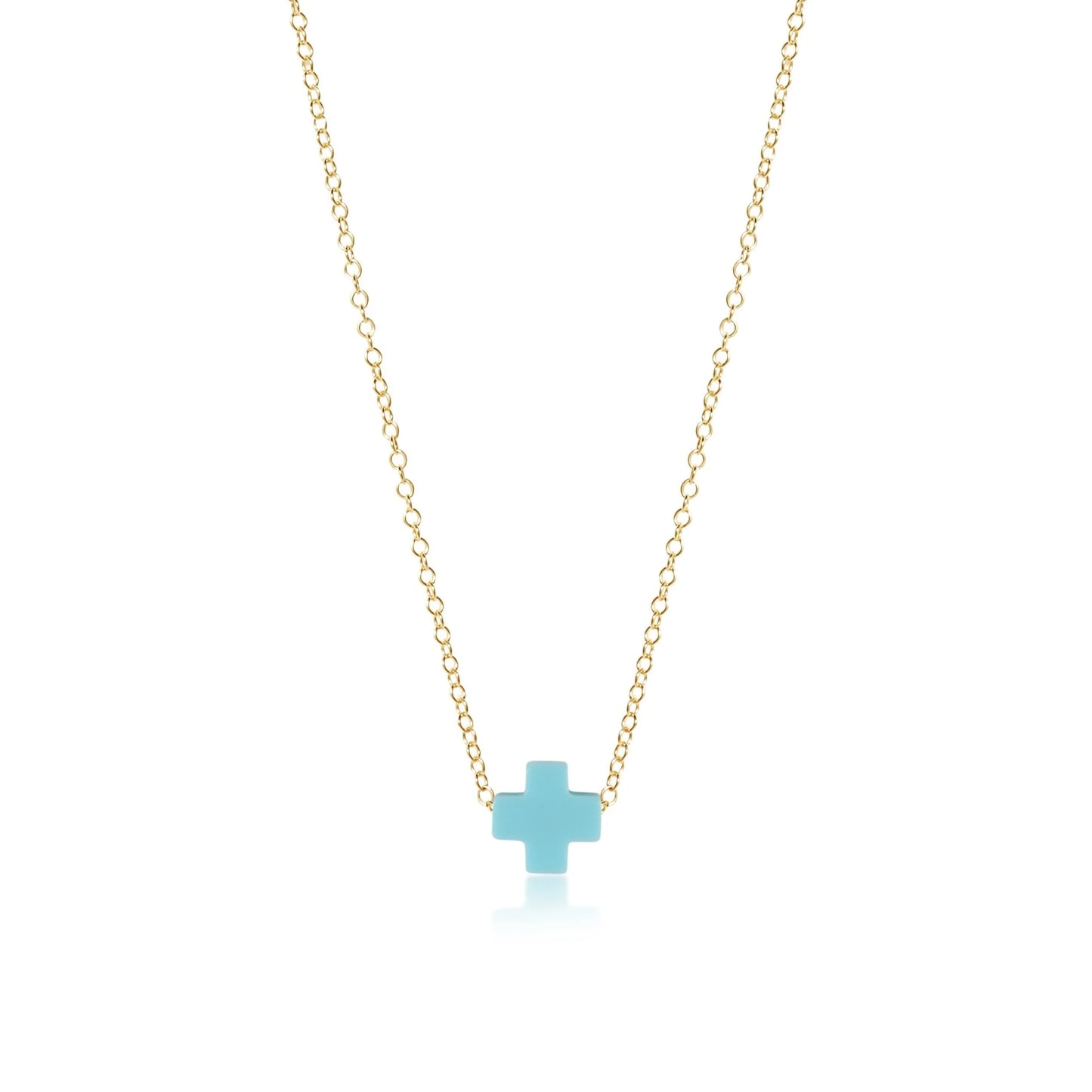 Enewton- egirl 14" cross necklace gold turquoise
