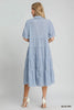 Dress - Frayed Stripe Tiered - Blue Mix