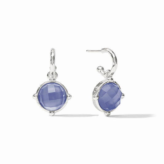 Julie Vos - Earrings - Honeybee Hoop & Charm- Tanzanite Blue - Silver