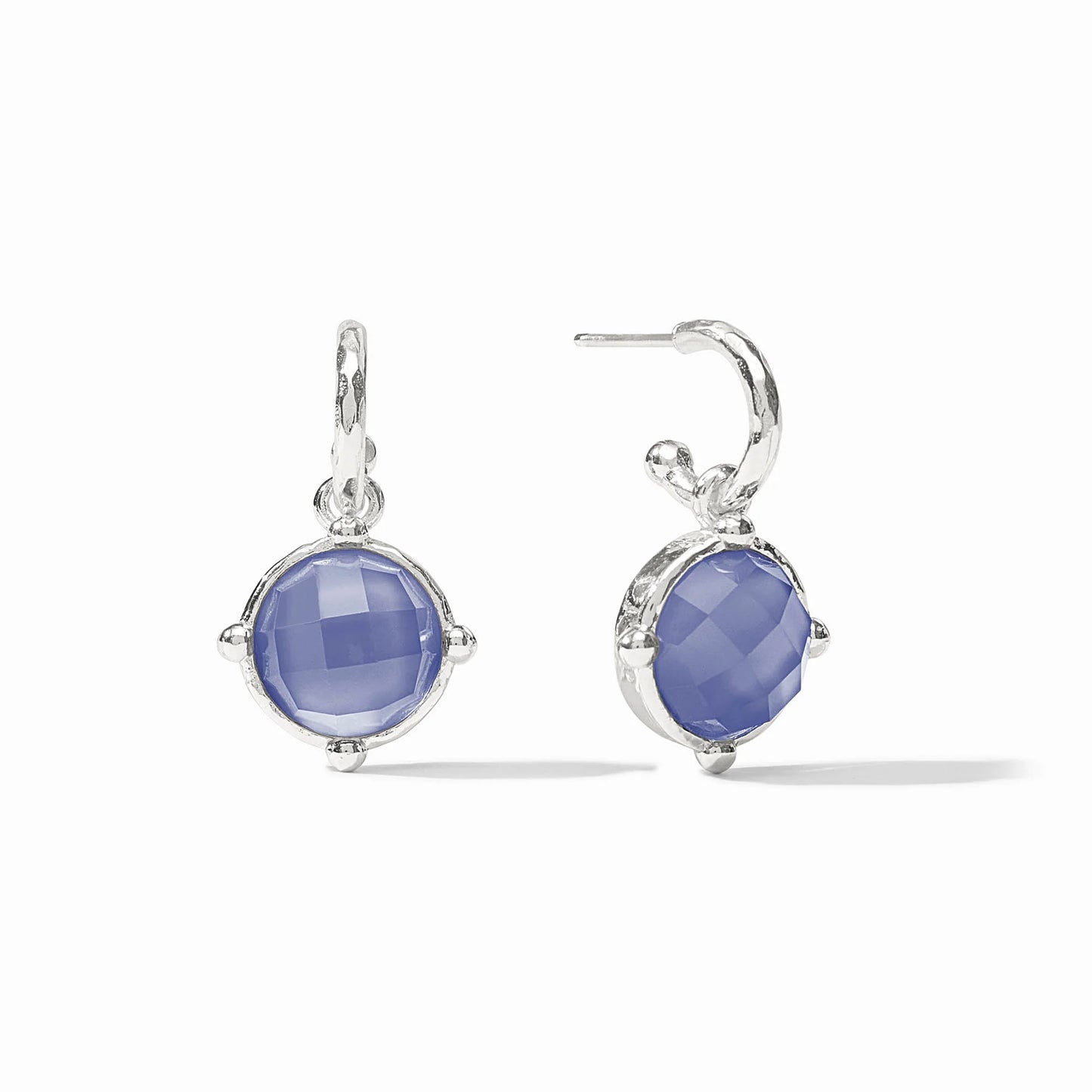 Julie Vos - Earrings - Honeybee Hoop & Charm- Tanzanite Blue - Silver
