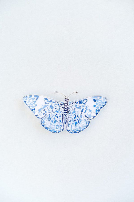 Catherine Cartie - Acrylic Art Block - Butterfly - Blue Chinoiserie - Large - Findlay Rowe Designs
