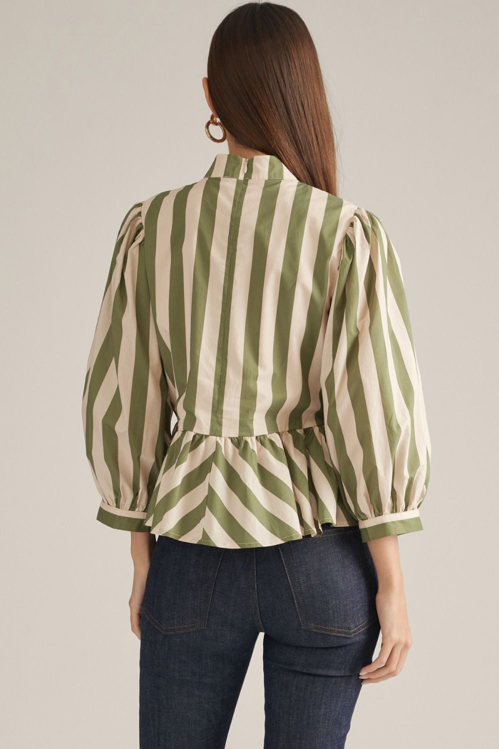 Entro - Top - Three Quarter Sleeve Frog Button - Olive Stripe - Findlay Rowe Designs
