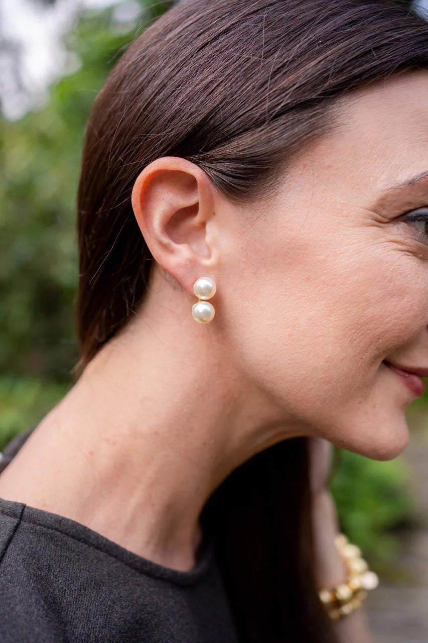 Lisi Lerch - Earrings - Large Belle Double Pearl - Findlay Rowe Designs