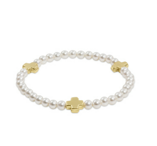 Enewton - Signature Cross Pearl Pattern 4mm Bead Bracelet - Gold - Findlay Rowe Designs