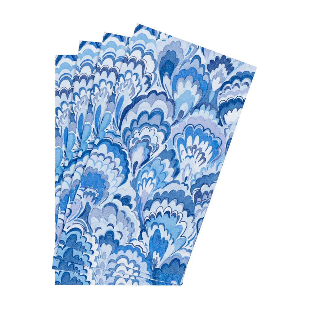 Caspari - Guest Towel Napkins - Marbled Ceramica Indigo - Findlay Rowe Designs