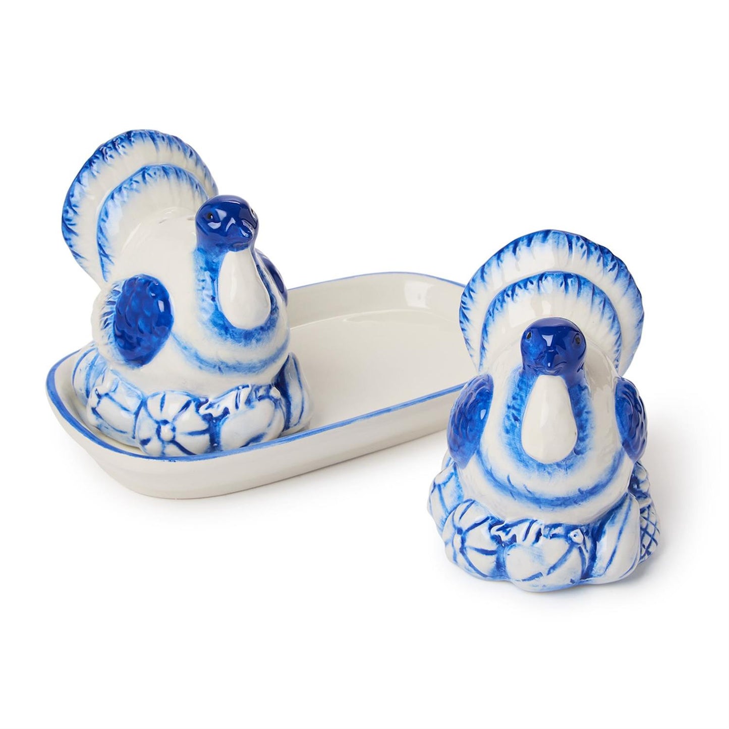 Salt and Pepper Shaker with Tray - Turkey - Blue and White - Findlay Rowe Designs